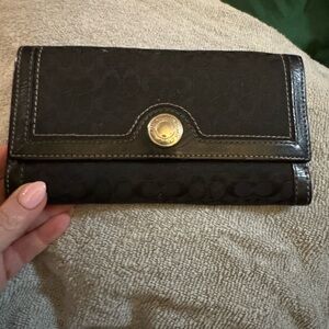 Black Wallet with Silver Button